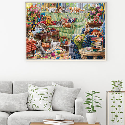 Kittens in the Living Room 1500 Piece Jigsaw Puzzle