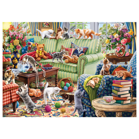 Kittens in the Living Room 1500 Piece Jigsaw Puzzle