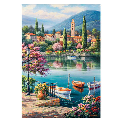 Village Lake Afternoon 500 Piece Jigsaw Puzzle