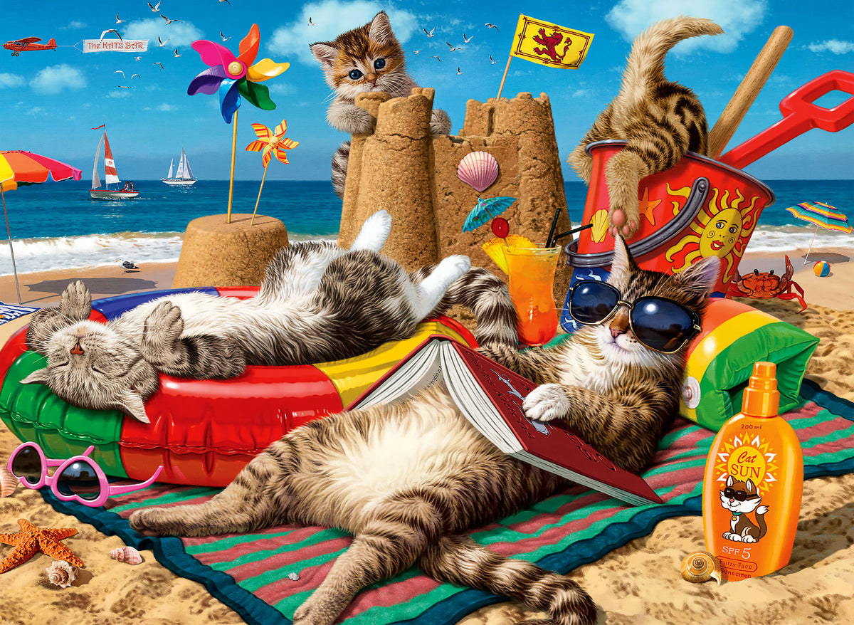 Anatolian Puzzle - Cats on The Beach, 260 Pieces Jigsaw Puzzle, 3322, Brown/A (ANA3322)