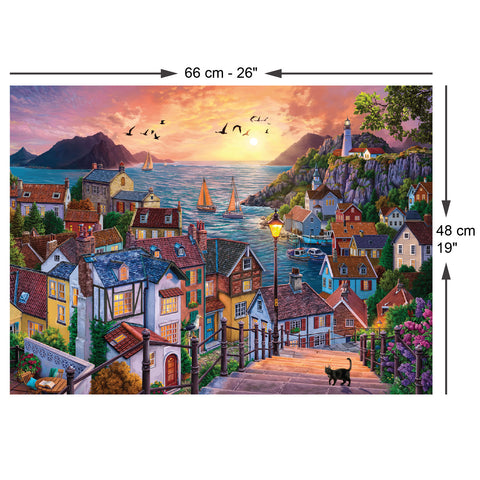 Coastal Town at Sunset 1000 Piece Jigsaw Puzzle
