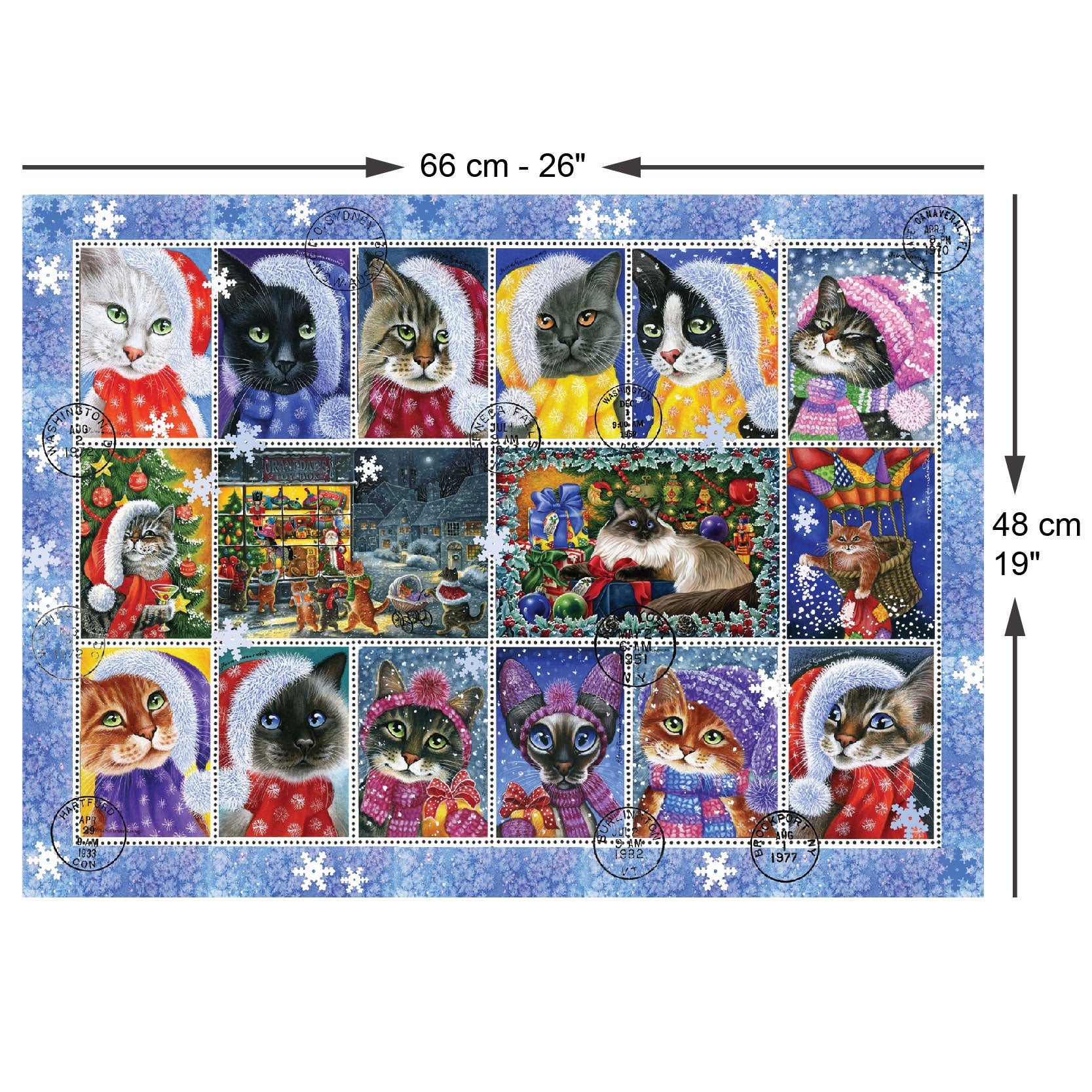 Christmas Cat Stamp Collection | Anatolian Puzzle