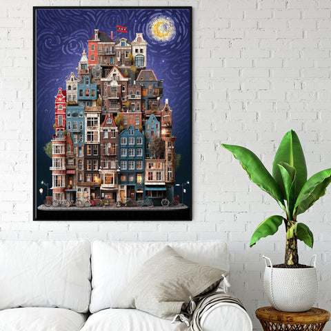 Amsterdam Starry Night 1000 Piece Jigsaw Puzzle