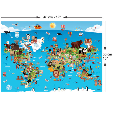 Cartoon World Map 260 Piece Jigsaw Puzzle