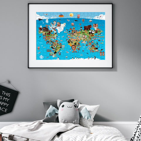 Cartoon World Map 260 Piece Jigsaw Puzzle