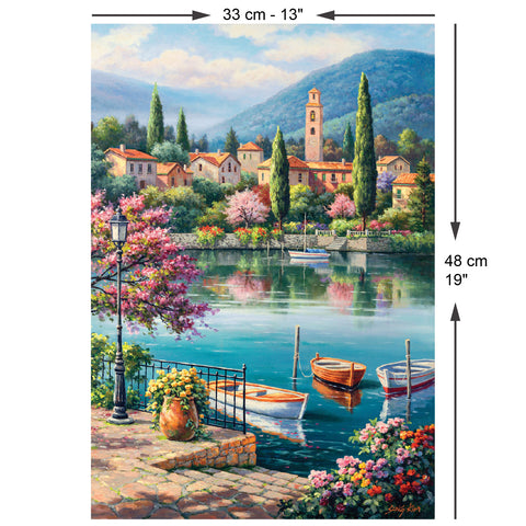 Village Lake Afternoon 500 Piece Jigsaw Puzzle