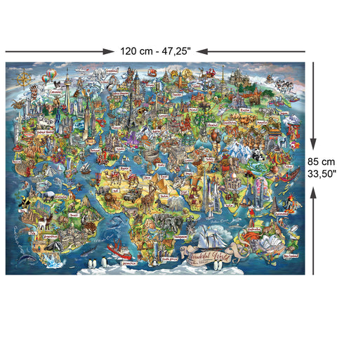 Wonderful World Map 3000 Piece Jigsaw Puzzle