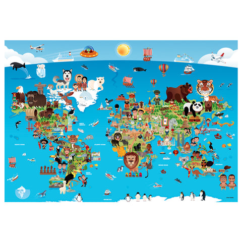 Cartoon World Map 260 Piece Jigsaw Puzzle