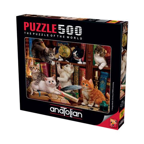 Kittens in the Library 500 Piece Jigsaw Puzzle