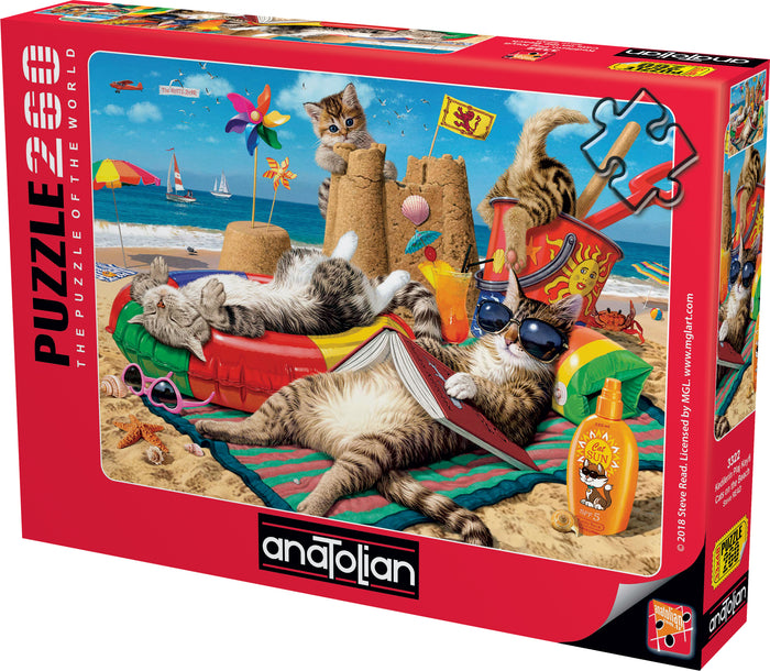 Anatolian Puzzle - Cats on The Beach, 260 Pieces Jigsaw Puzzle, 3322, Brown/A (ANA3322)