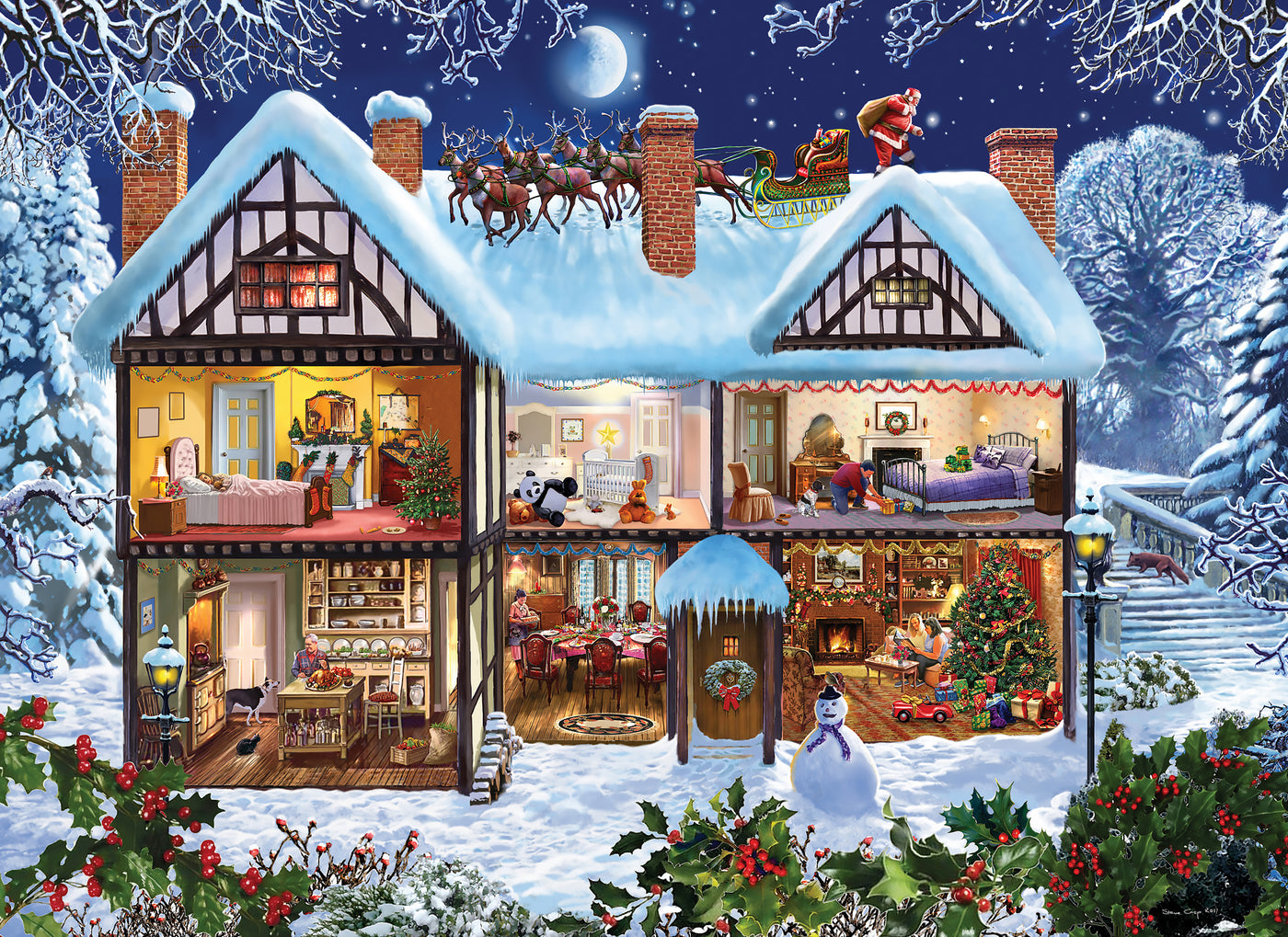 Puzzle Christmas Cottage - 2000 pièces -Bluebird-Puzzle-F-90516