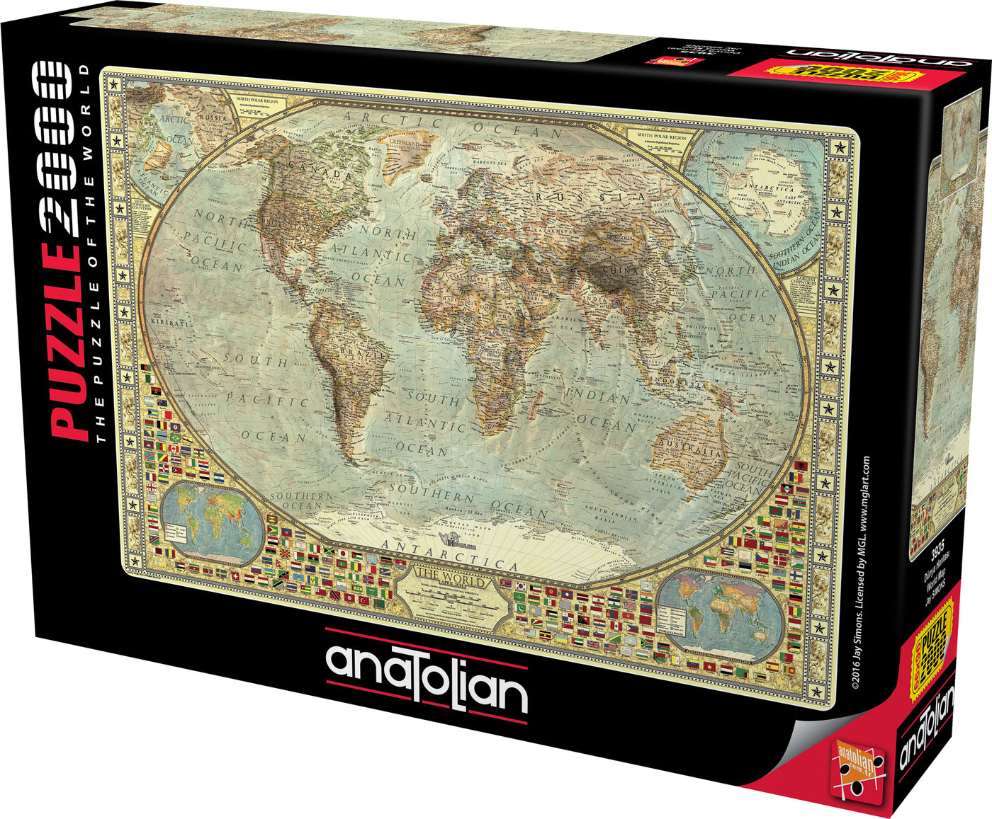 Anatolian Puzzle 2000Piece Jigsaw Puzzle - World Map Jigsaw Puzzle